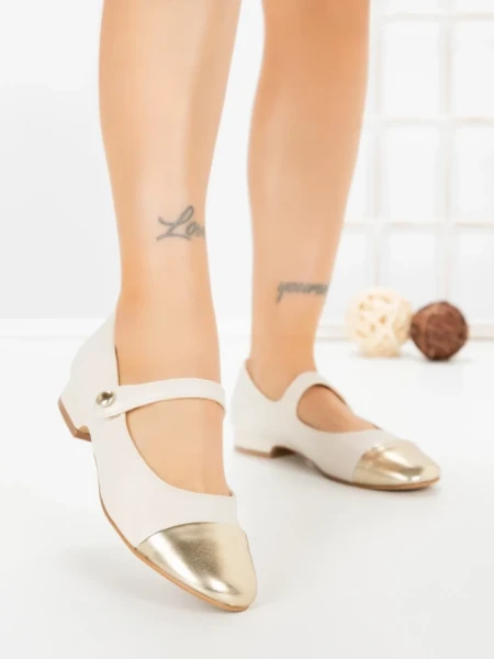 Pantofi cu Toc Gros VJ01-2 BEIGE | CINK ME
