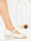 Pantofi cu Toc Gros VJ01-2 BEIGE | CINK ME