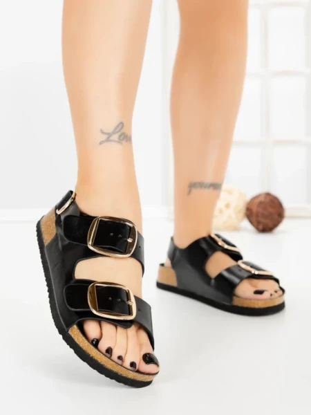 Sandale Dama cu Talpa Joasa LH775 BLACK | CINK ME