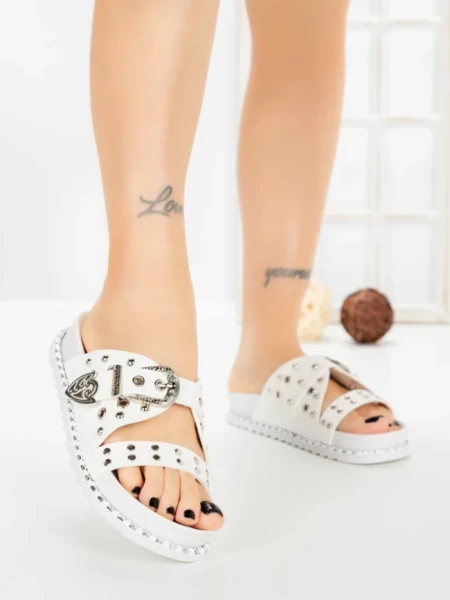 Papuci Dama cu Talpa Joasa 98-20 WHITE | VIVIRICH