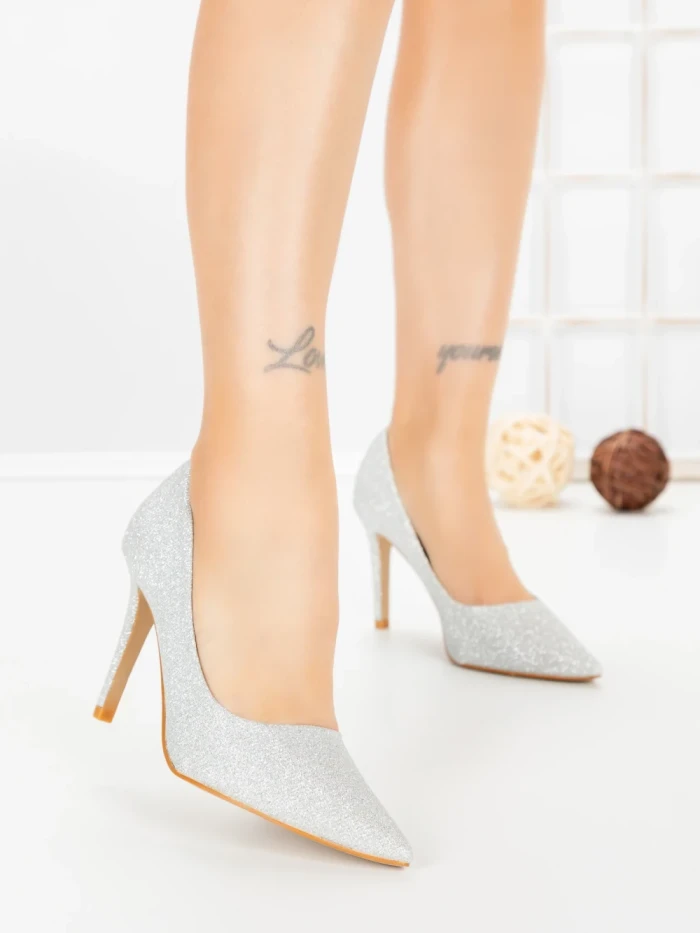 Pantofi Stiletto 66-1 SILVER | VIVIRICH