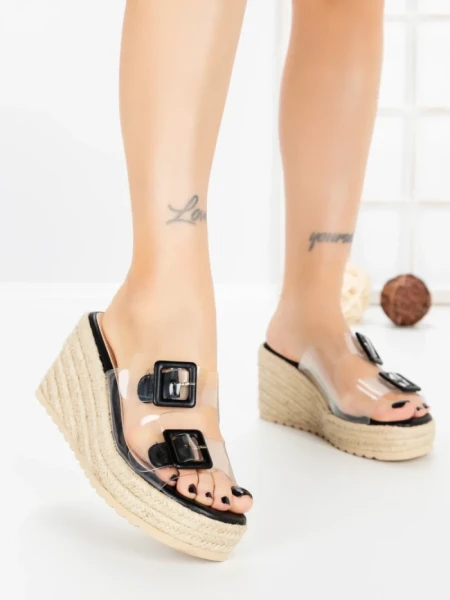 Papuci Dama cu Platforma 1-818 BLACK | VIVIRICH