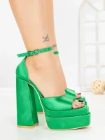 Sandale Dama cu Toc Gros si Platforma TOT-139 GREEN | L.DAY