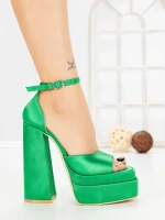 Sandale Dama cu Toc Gros si Platforma TOT-139 GREEN | L.DAY