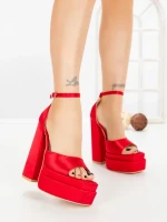Sandale Dama cu Toc Gros si Platforma TOT-139 RED | L.DAY