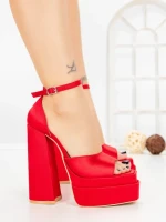 Sandale Dama cu Toc Gros si Platforma TOT-139 RED | L.DAY