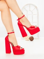 Sandale Dama cu Toc Gros si Platforma TOT-139 RED | L.DAY
