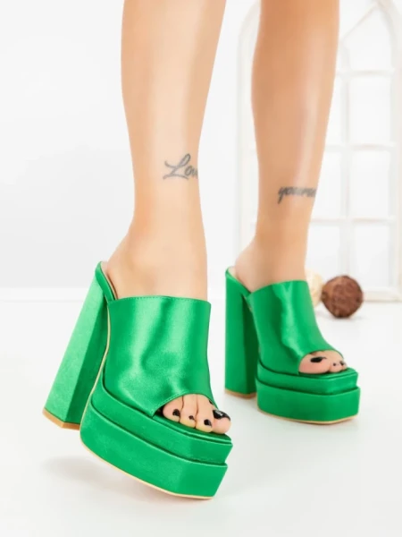 Papuci Dama cu Toc TOT-137 GREEN | L.DAY