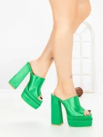 Papuci Dama cu Toc TOT-137 GREEN | L.DAY