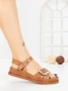 Sandale Dama cu Talpa Joasa F52 BROWN | L.DAY