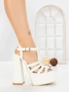 Sandale Dama cu Toc Gros si Platforma TOT-138 WHITE | L.DAY