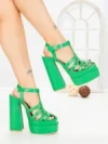 Sandale Dama cu Toc Gros si Platforma TOT-138 GREEN | L.DAY