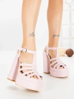 Sandale Dama cu Toc Gros si Platforma TOT-138 PINK | L.DAY