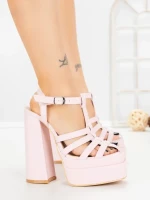 Sandale Dama cu Toc Gros si Platforma TOT-138 PINK | L.DAY