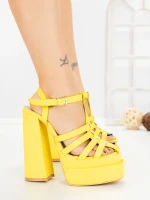 Sandale Dama cu Toc Gros si Platforma TOT-138 YELLOW | L.DAY