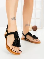 Sandale Dama cu Talpa Joasa WL650 BLACK | ABLOOM