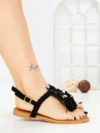 Sandale Dama cu Talpa Joasa WL650 BLACK | ABLOOM