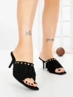 Papuci Dama cu Toc Subtire L6-95-1 BLACK | ABLOOM