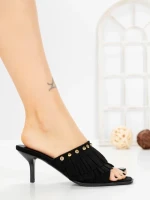 Papuci Dama cu Toc Subtire L6-95-1 BLACK | ABLOOM