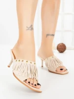 Papuci Dama cu Toc Subtire L6-95-2 BEIGE | ABLOOM