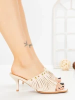 Papuci Dama cu Toc Subtire L6-95-2 BEIGE | ABLOOM