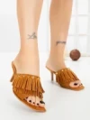 Papuci Dama cu Toc Subtire L6-95-3 CAMEL | ABLOOM