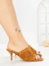 Papuci Dama cu Toc Subtire L6-95-3 CAMEL | ABLOOM