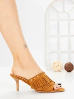Papuci Dama cu Toc Subtire L6-95-3 CAMEL | ABLOOM