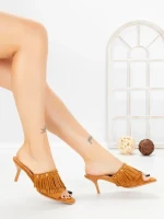 Papuci Dama cu Toc Subtire L6-95-3 CAMEL | ABLOOM
