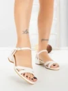 Sandale Dama cu Toc Gros LL-04 WHITE | FESTISIMO