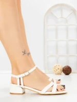 Sandale Dama cu Toc Gros LL-04 WHITE | FESTISIMO