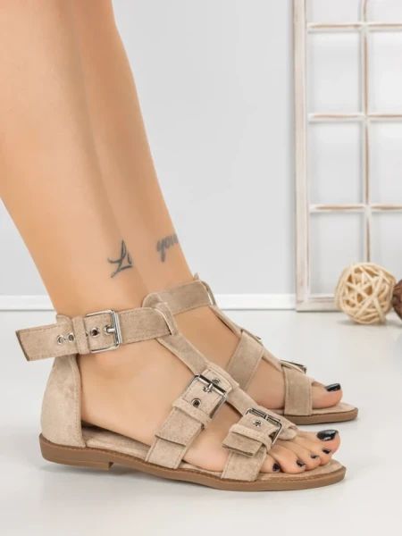 Sandale Dama cu Talpa Joasa 5LE26 KHAKI | MEI