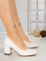 Pantofi cu Toc Gros XKK251A WHITE | MEI