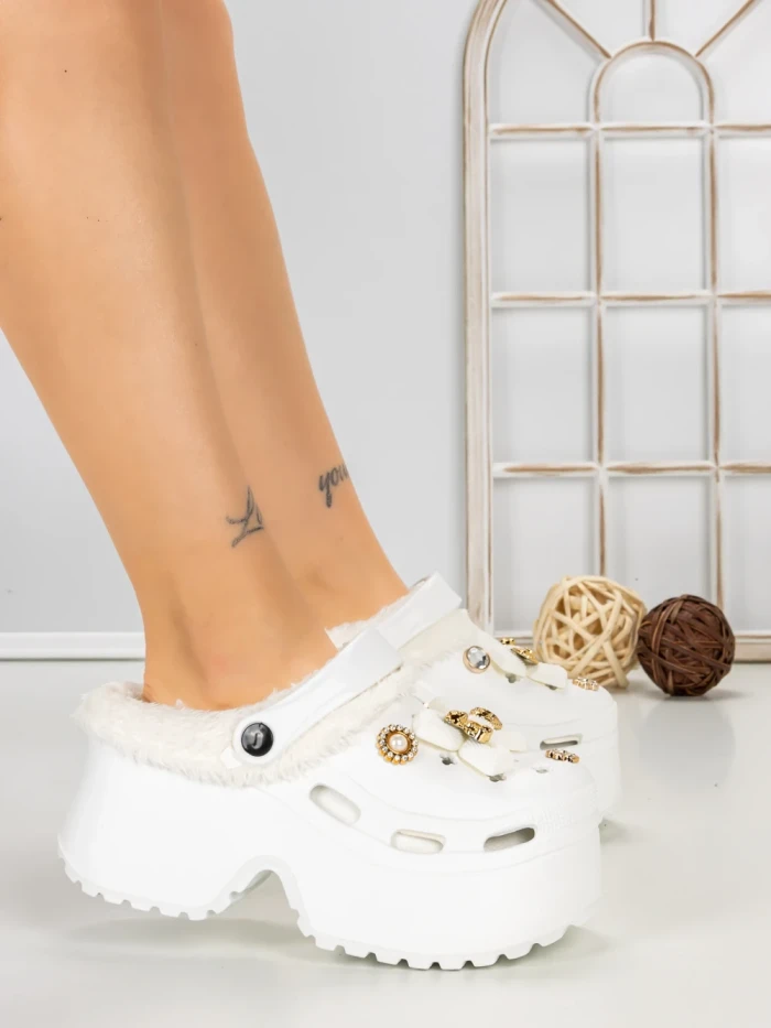 Papuci Dama cu Platforma F63 WHITE | L.DAY