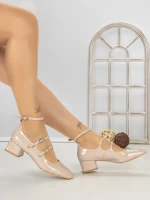 Pantofi cu Toc Gros TOT-159 BEIGE | L.DAY