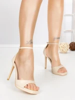 Sandale Dama cu Toc Subtire AN011 BEIGE | BUONAROTTI