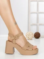 Sandale Dama cu Toc Gros A68339 KHAKI | BUONAROTTI