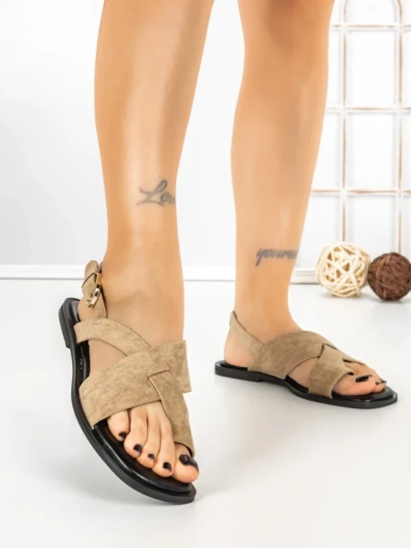 Sandale Dama cu Talpa Joasa 5LE55 KHAKI | MEI