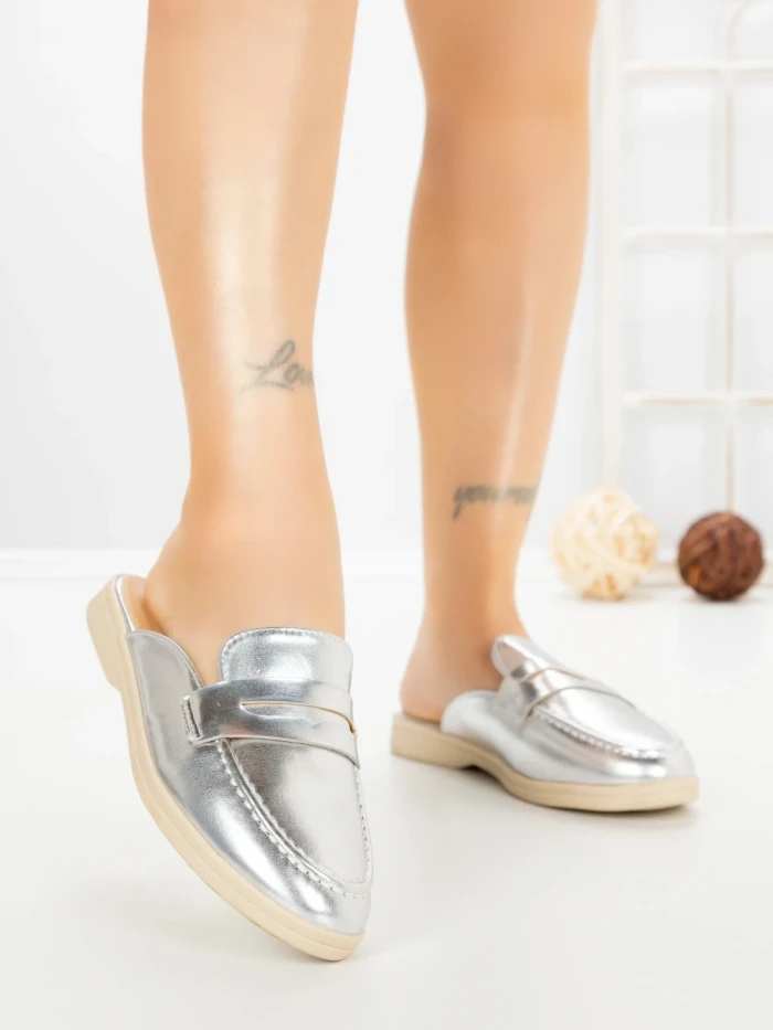 Papuci Dama cu Talpa Joasa 2301 SILVER | CM
