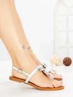 Sandale Dama cu Talpa Joasa KK-1006 SILVER | EMAS