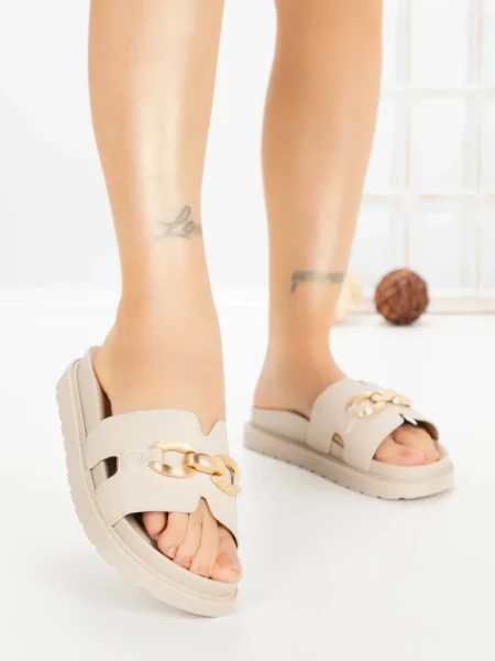 Papuci Dama cu Platforma FF-85 BEIGE | EMAS