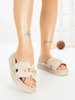Papuci Dama cu Platforma FF-85 BEIGE | EMAS