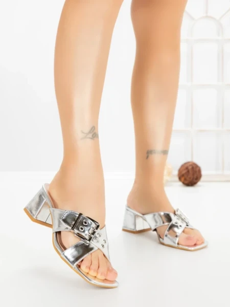 Papuci Dama cu Toc DD-213 SILVER | EMAS