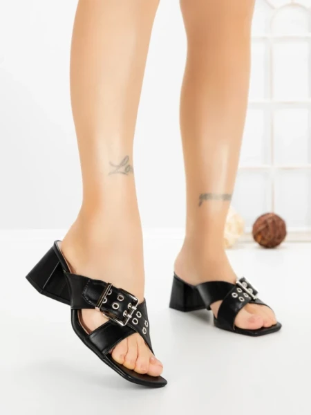 Papuci Dama cu Toc DD-213 BLACK | EMAS
