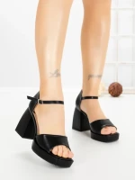 Sandale Dama cu Toc Gros DD-200 BLACK | EMAS