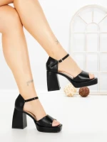 Sandale Dama cu Toc Gros DD-200 BLACK | EMAS