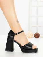 Sandale Dama cu Toc Gros DD-200 BLACK | EMAS
