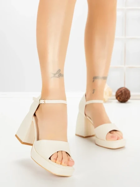 Sandale Dama cu Toc Gros DD-200 BEIGE | EMAS