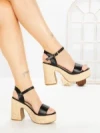 Sandale Dama cu Toc Gros WW-51 BLACK | EMAS