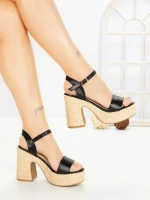 Sandale Dama cu Toc Gros WW-51 BLACK | EMAS